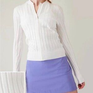 ATHLETA $139 FAIRWAY SWEATER CHANDAIL FAIRWAY GOLF JACKET XL WHITE NWT